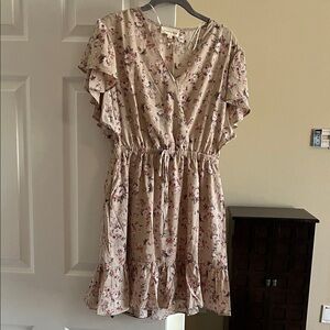 Vanilla Bay Floral Ruffle Dress - Cream and Pink